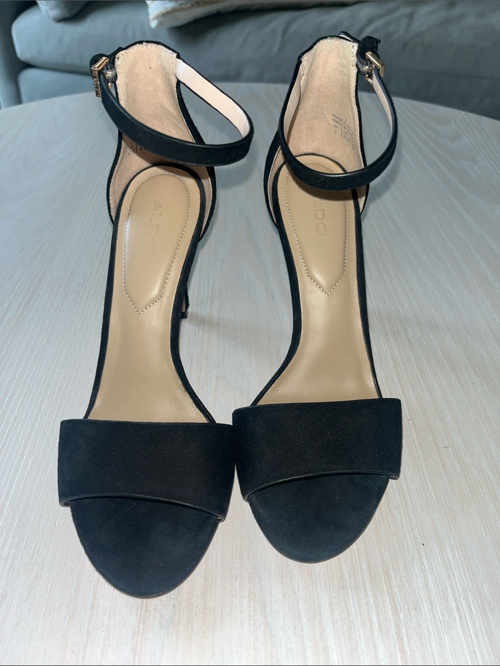 Aldo Black Open-Toe Ankle-Strap Heels